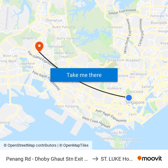 Penang Rd - Dhoby Ghaut Stn Exit B (08031) to ST. LUKE Hospital map