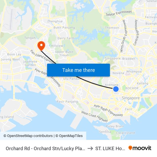 Orchard Rd - Orchard Stn/Lucky Plaza (09048) to ST. LUKE Hospital map