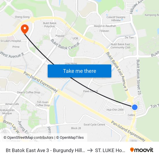 Bt Batok East Ave 3 - Burgundy Hill (42319) to ST. LUKE Hospital map