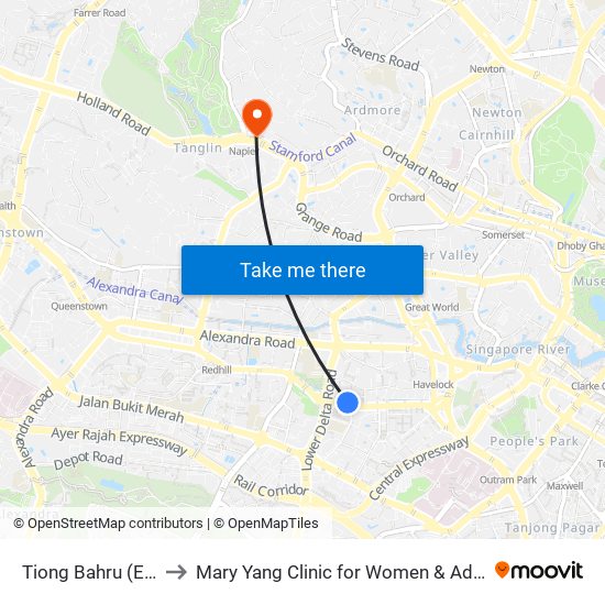 Tiong Bahru (EW17) to Mary Yang Clinic for Women & Adolescents map