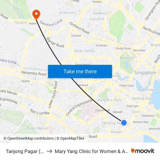 Tanjong Pagar (EW15) to Mary Yang Clinic for Women & Adolescents map