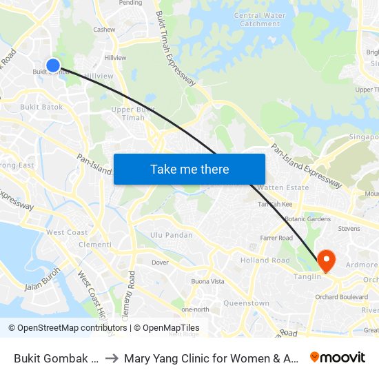 Bukit Gombak (NS3) to Mary Yang Clinic for Women & Adolescents map