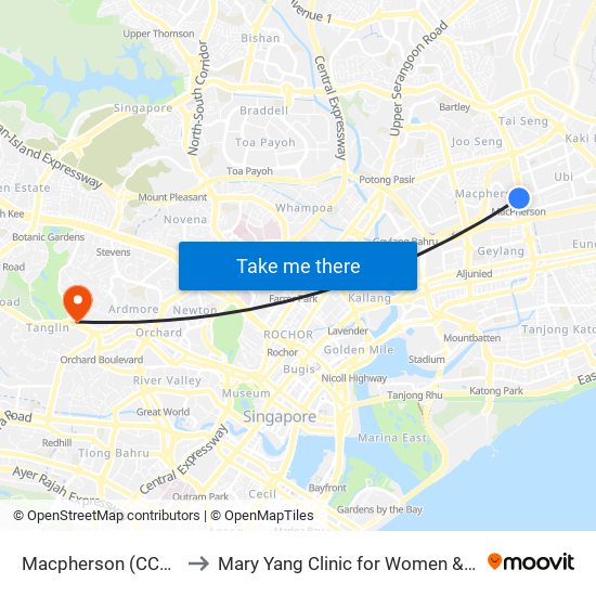 Macpherson (CC10|DT26) to Mary Yang Clinic for Women & Adolescents map