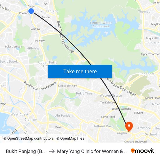 Bukit Panjang (BP6|DT1) to Mary Yang Clinic for Women & Adolescents map