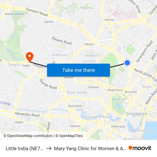 Little India (NE7|DT12) to Mary Yang Clinic for Women & Adolescents map