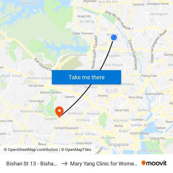 Bishan St 13 - Bishan Int (53009) to Mary Yang Clinic for Women & Adolescents map