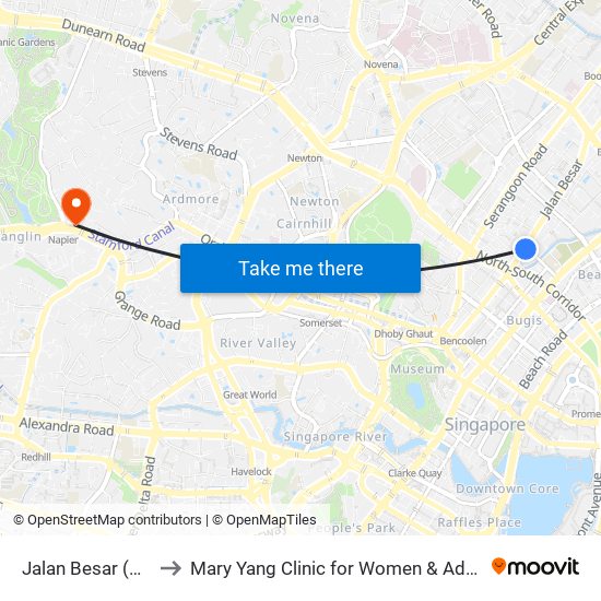 Jalan Besar (DT22) to Mary Yang Clinic for Women & Adolescents map