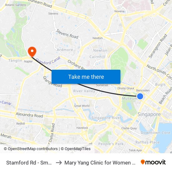 Stamford Rd - Smu (04121) to Mary Yang Clinic for Women & Adolescents map