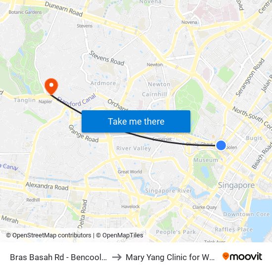 Bras Basah Rd - Bencoolen Stn Exit B (08069) to Mary Yang Clinic for Women & Adolescents map