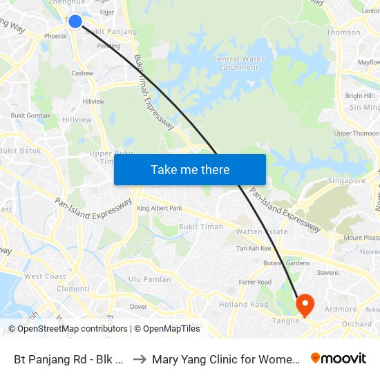 Bt Panjang Rd - Blk 183 (44259) to Mary Yang Clinic for Women & Adolescents map