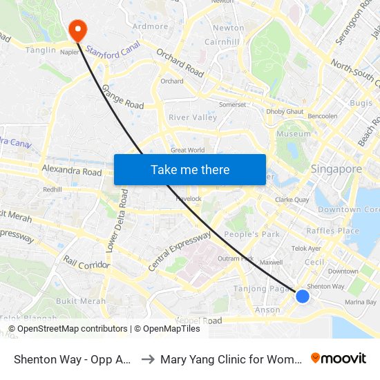 Shenton Way - Opp Axa Twr (03217) to Mary Yang Clinic for Women & Adolescents map