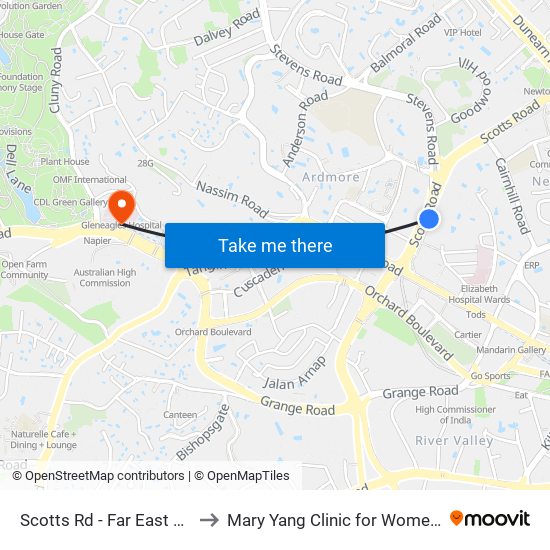 Scotts Rd - Far East Plaza (09219) to Mary Yang Clinic for Women & Adolescents map