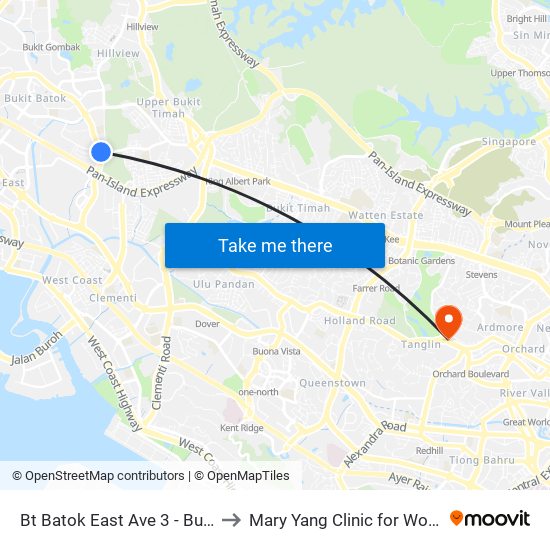 Bt Batok East Ave 3 - Burgundy Hill (42319) to Mary Yang Clinic for Women & Adolescents map