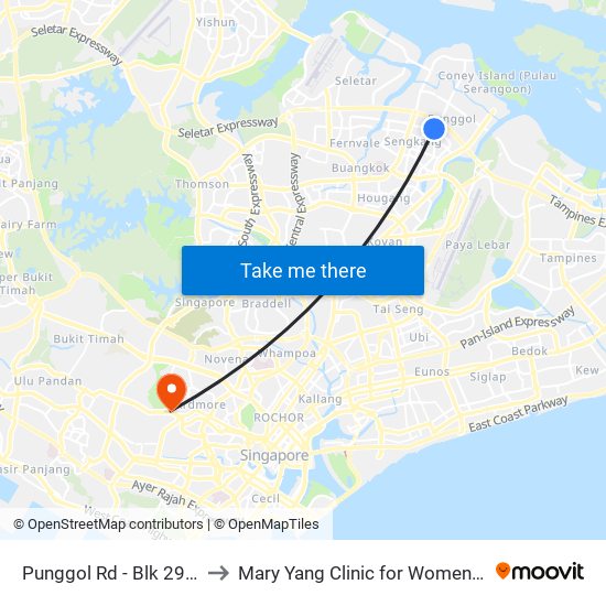 Punggol Rd - Blk 298a (65061) to Mary Yang Clinic for Women & Adolescents map