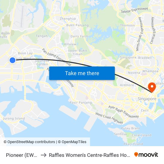 Pioneer (EW28) to Raffles Women's Centre-Raffles Hospital map