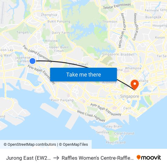 Jurong East (EW24|NS1) to Raffles Women's Centre-Raffles Hospital map
