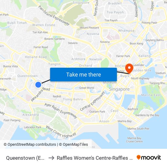 Queenstown (EW19) to Raffles Women's Centre-Raffles Hospital map