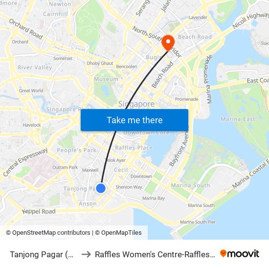 Tanjong Pagar (EW15) to Raffles Women's Centre-Raffles Hospital map