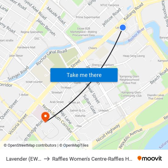 Lavender (EW11) to Raffles Women's Centre-Raffles Hospital map