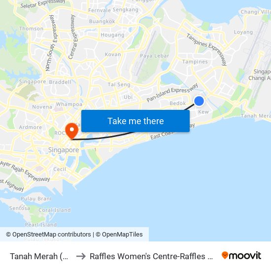 Tanah Merah (EW4) to Raffles Women's Centre-Raffles Hospital map