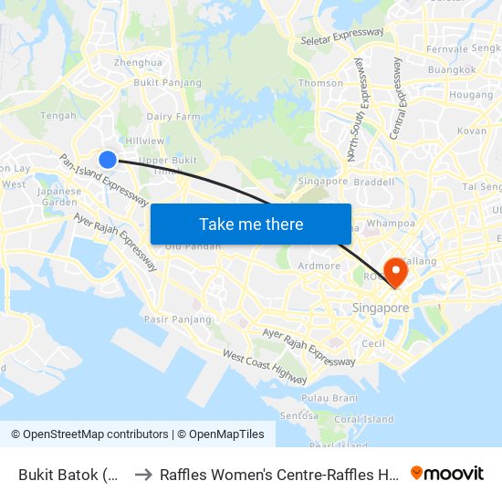 Bukit Batok (NS2) to Raffles Women's Centre-Raffles Hospital map