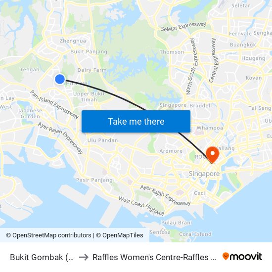 Bukit Gombak (NS3) to Raffles Women's Centre-Raffles Hospital map