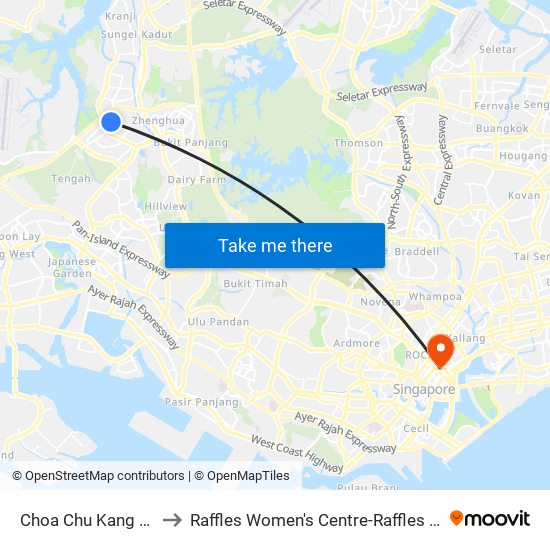 Choa Chu Kang (NS4) to Raffles Women's Centre-Raffles Hospital map