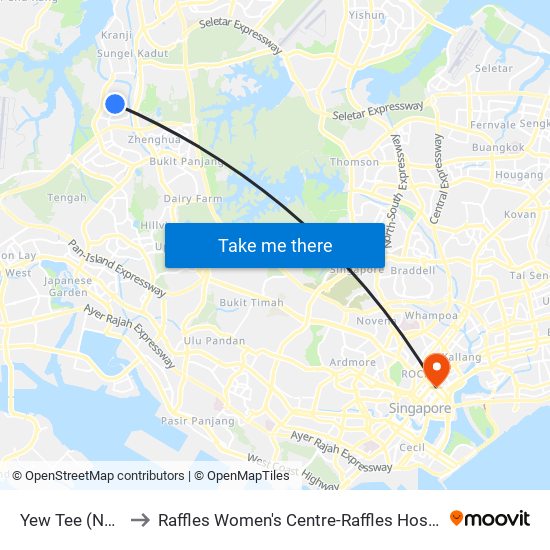 Yew Tee (NS5) to Raffles Women's Centre-Raffles Hospital map