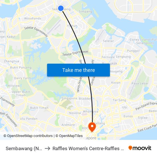 Sembawang (NS11) to Raffles Women's Centre-Raffles Hospital map