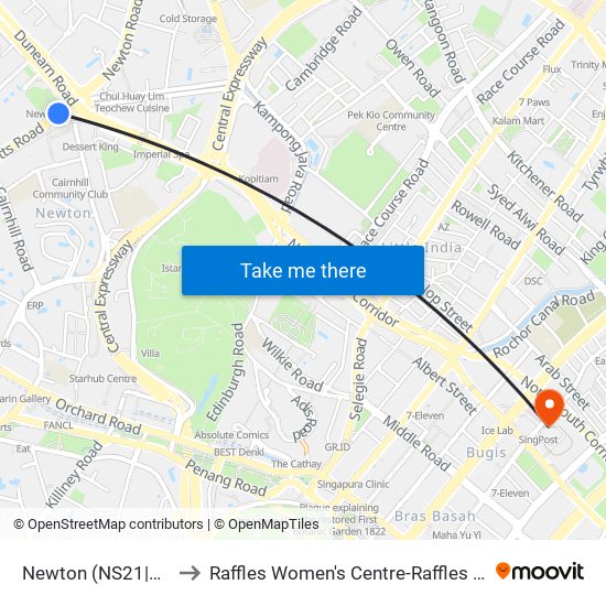 Newton (NS21|DT11) to Raffles Women's Centre-Raffles Hospital map
