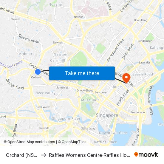 Orchard (NS22) to Raffles Women's Centre-Raffles Hospital map