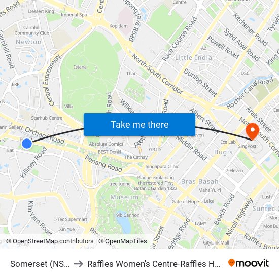 Somerset (NS23) to Raffles Women's Centre-Raffles Hospital map