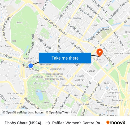 Dhoby Ghaut (NS24|NE6|CC1) to Raffles Women's Centre-Raffles Hospital map
