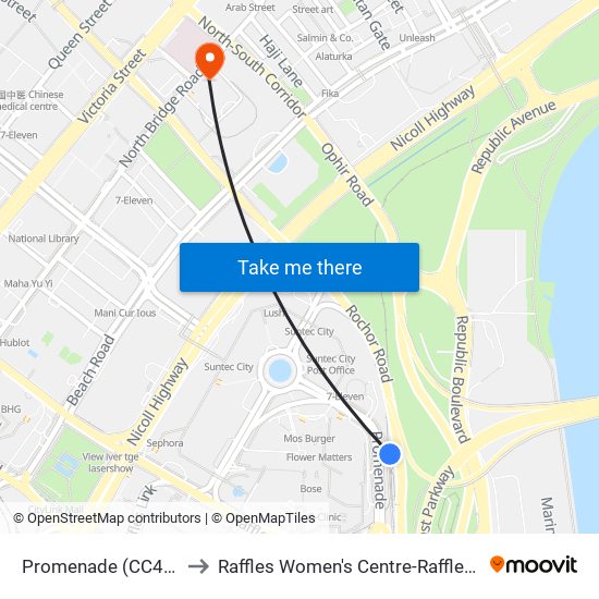 Promenade (CC4|DT15) to Raffles Women's Centre-Raffles Hospital map