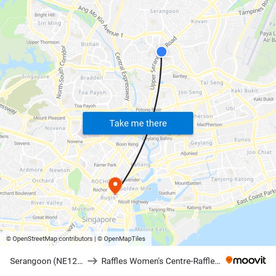 Serangoon (NE12|CC13) to Raffles Women's Centre-Raffles Hospital map