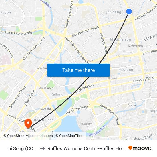 Tai Seng (CC11) to Raffles Women's Centre-Raffles Hospital map
