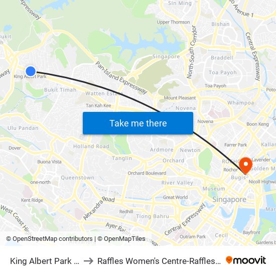 King Albert Park (DT6) to Raffles Women's Centre-Raffles Hospital map