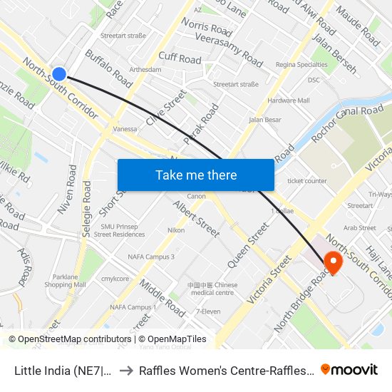 Little India (NE7|DT12) to Raffles Women's Centre-Raffles Hospital map