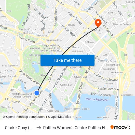 Clarke Quay (NE5) to Raffles Women's Centre-Raffles Hospital map