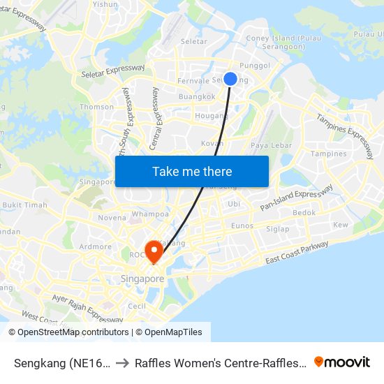 Sengkang (NE16|STC) to Raffles Women's Centre-Raffles Hospital map