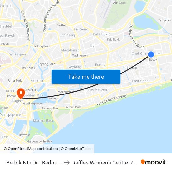 Bedok Nth Dr - Bedok Int (84009) to Raffles Women's Centre-Raffles Hospital map