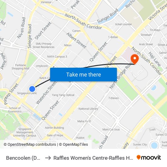 Bencoolen (DT21) to Raffles Women's Centre-Raffles Hospital map