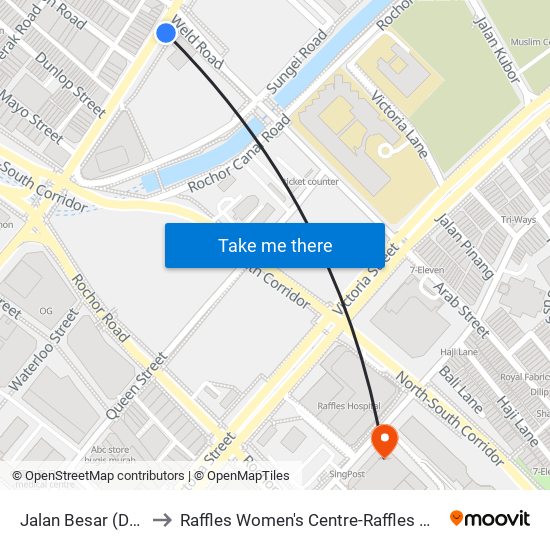 Jalan Besar (DT22) to Raffles Women's Centre-Raffles Hospital map