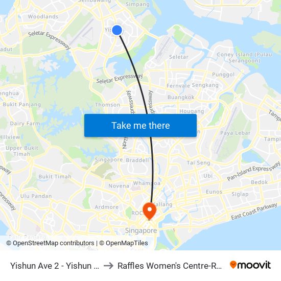 Yishun Ave 2 - Yishun Int (59009) to Raffles Women's Centre-Raffles Hospital map
