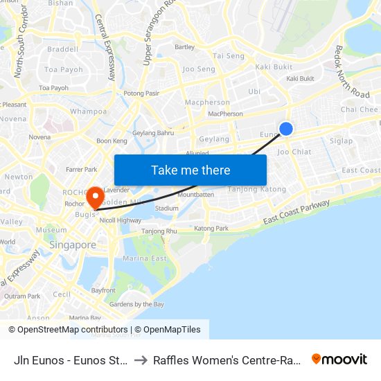 Jln Eunos - Eunos Stn (83101) to Raffles Women's Centre-Raffles Hospital map