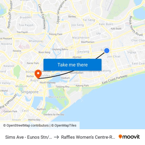 Sims Ave - Eunos Stn/ Int (82061) to Raffles Women's Centre-Raffles Hospital map