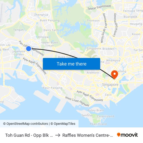 Toh Guan Rd - Opp Blk 288d (28631) to Raffles Women's Centre-Raffles Hospital map