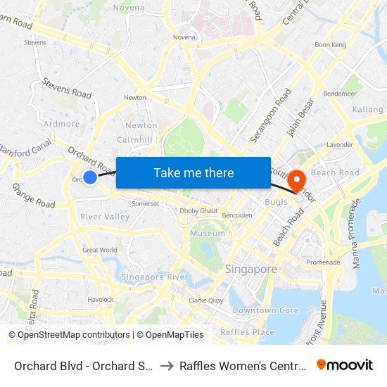 Orchard Blvd - Orchard Stn Exit 13 (09022) to Raffles Women's Centre-Raffles Hospital map