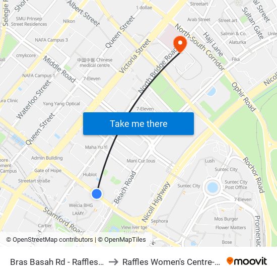 Bras Basah Rd - Raffles Hotel (02049) to Raffles Women's Centre-Raffles Hospital map