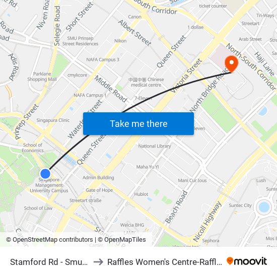 Stamford Rd - Smu (04121) to Raffles Women's Centre-Raffles Hospital map